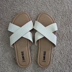 White Crisscross Sandals Lukees